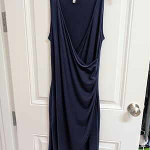 Elegant Navy Blue Draped Dress
